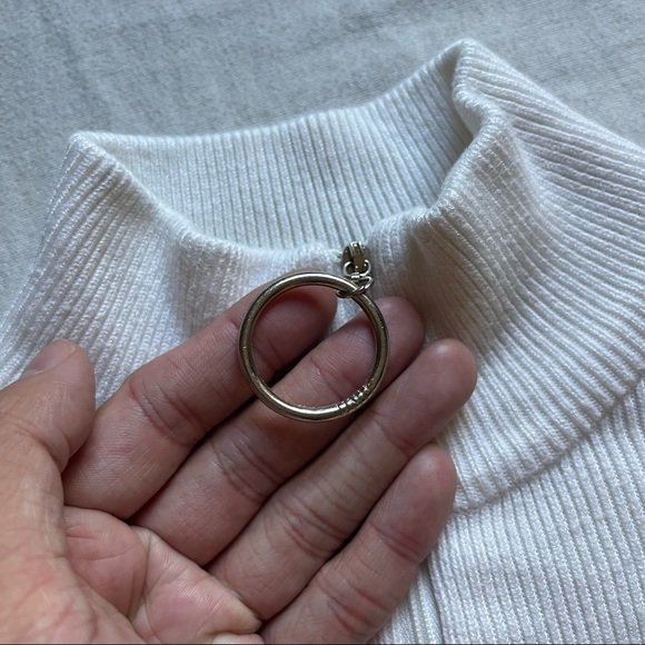 Unif off white rib knit mock neck 1/4 zip long sleeve bodysuit - Picture 2 of 4